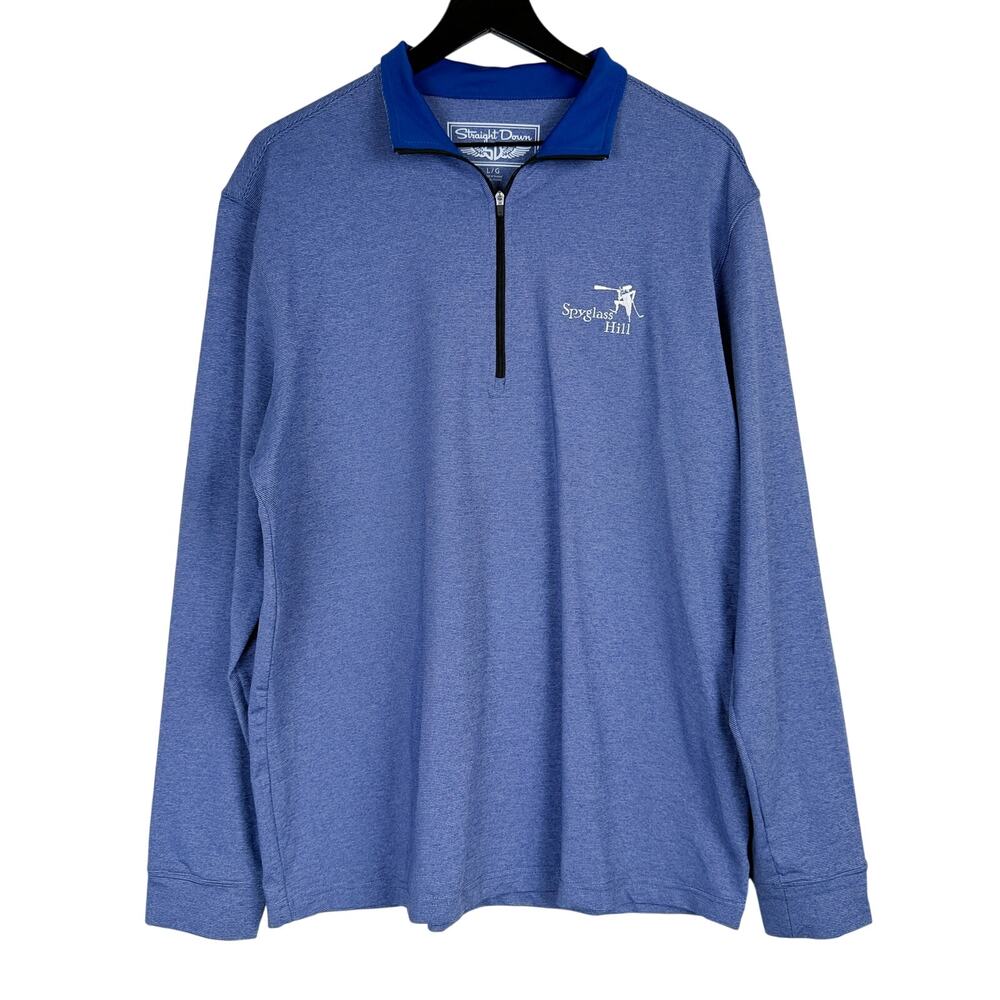 Straight Down 1/4 Zip Sweater Mens Spyglass Hill Pebble Beach Blue Golf - L